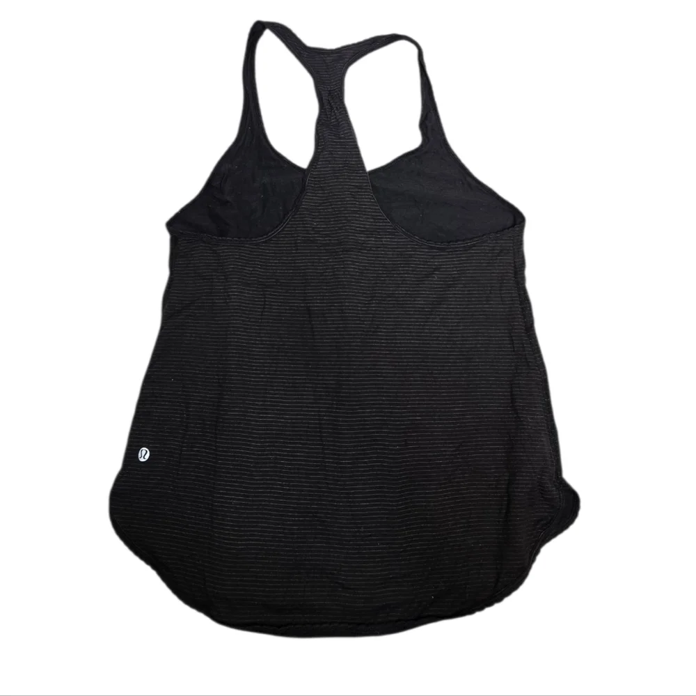LULULEMON‎ black striped 105 F racerback scalloped edge singlet luon tank top S